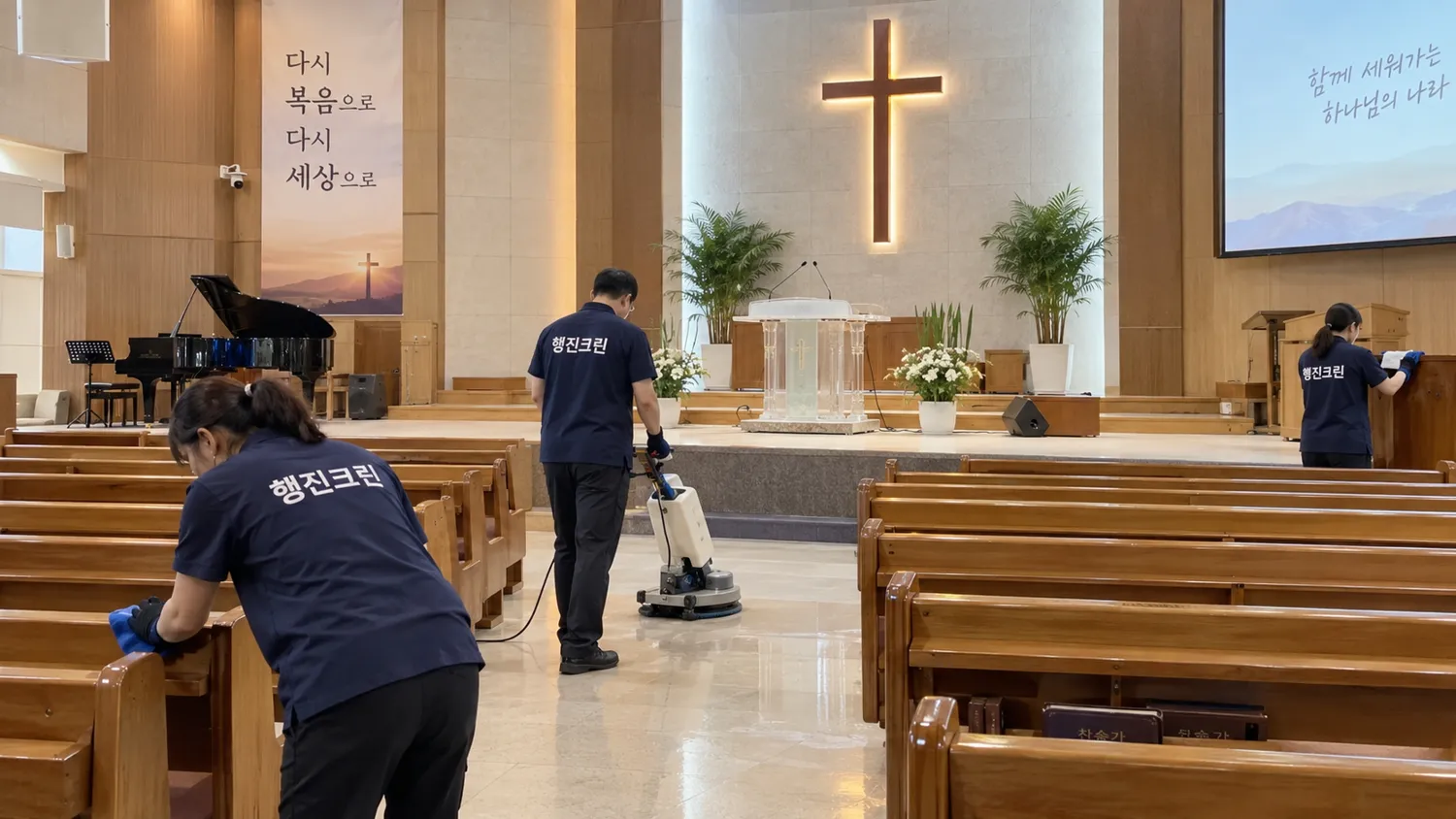 교회청소 AI 생성 참고 이미지